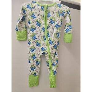 Bamboo Zippy Double Zipper  Toy Story Alien White, Green, Blue 3 To 6 Months